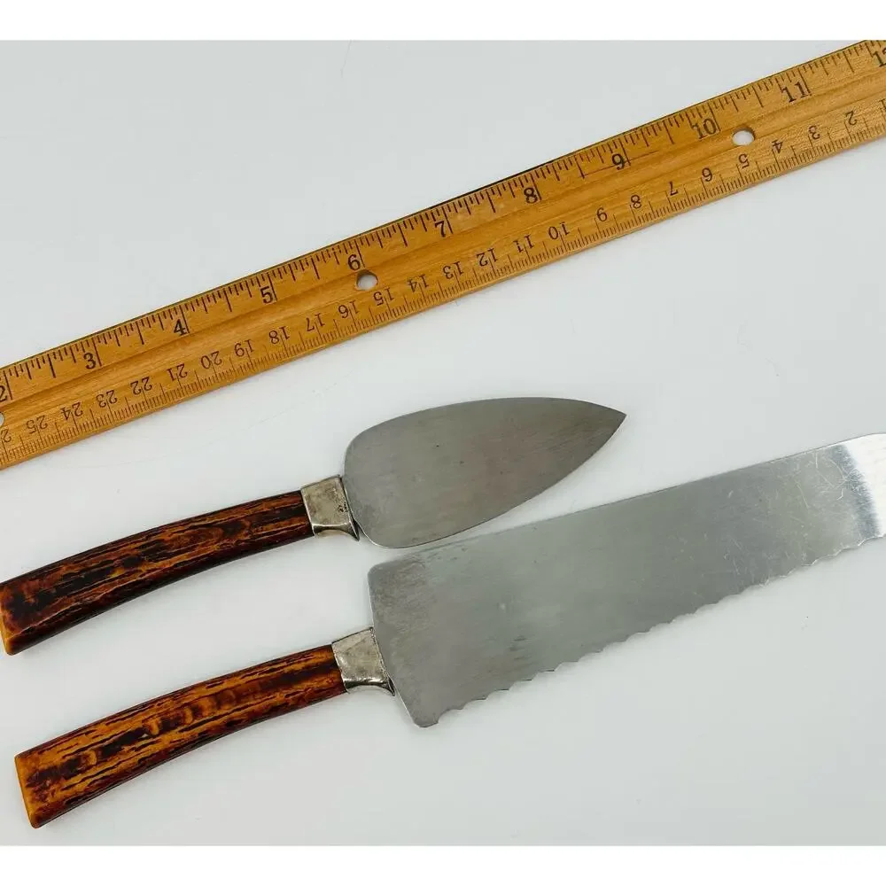 Amway Vintage Cheese Spreader Serrated Knife Cake Pie Slicer Set Stainless Steel